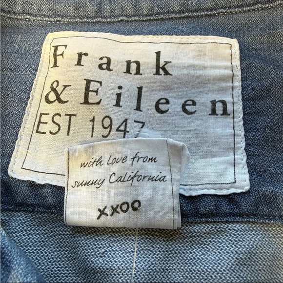 Frank & Eileen Womens Eileen Button Up Top Size M Blue Distressed Denim Shirt - Picture 9 of 10